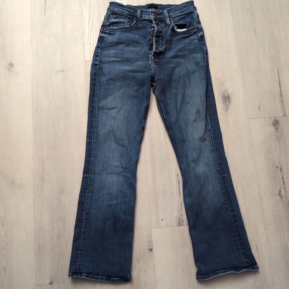 MOTHER The Tripper Ankle Jeans Womens Size 26  Blue Button Fly Distressed